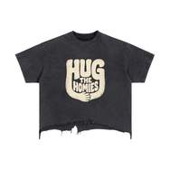 Hug the Homies Boxy Distressed Hem T-Shirt