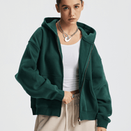 Basic Boxy Fleece Double Zip-Up Hoodie (380GSM)