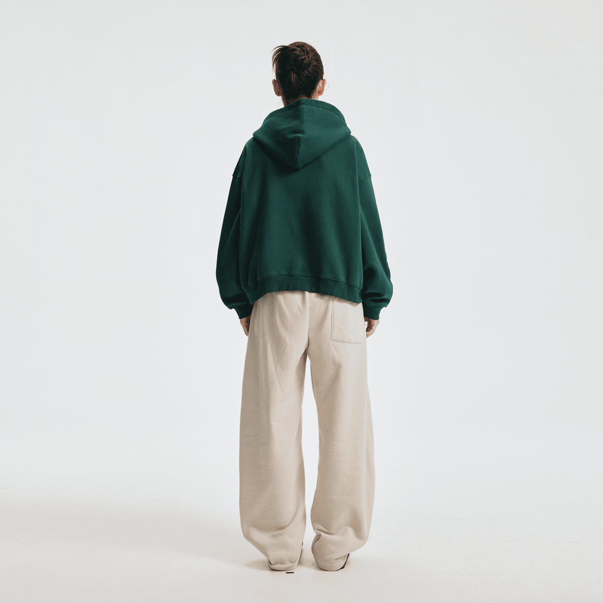 Good Star Outline Boxy Cropped Fleece Zip-Up Hoodie (380GSM)