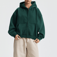 Good Star Outline Boxy Cropped Fleece Zip-Up Hoodie (380GSM)