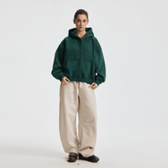 Basic Boxy Fleece Double Zip-Up Hoodie (380GSM)