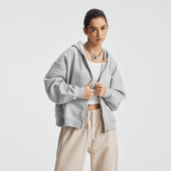 Basic Boxy Fleece Double Zip-Up Hoodie (380GSM)