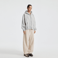Basic Boxy Fleece Double Zip-Up Hoodie (380GSM)