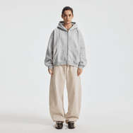 Basic Boxy Fleece Double Zip-Up Hoodie (380GSM)