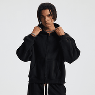 Basic Boxy Fleece Double Zip-Up Hoodie (380GSM)
