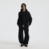 Good Star Outline Boxy Cropped Fleece Zip-Up Hoodie (380GSM)