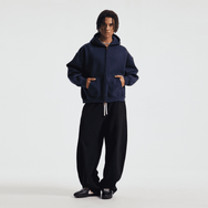 Basic Boxy Fleece Double Zip-Up Hoodie (380GSM)