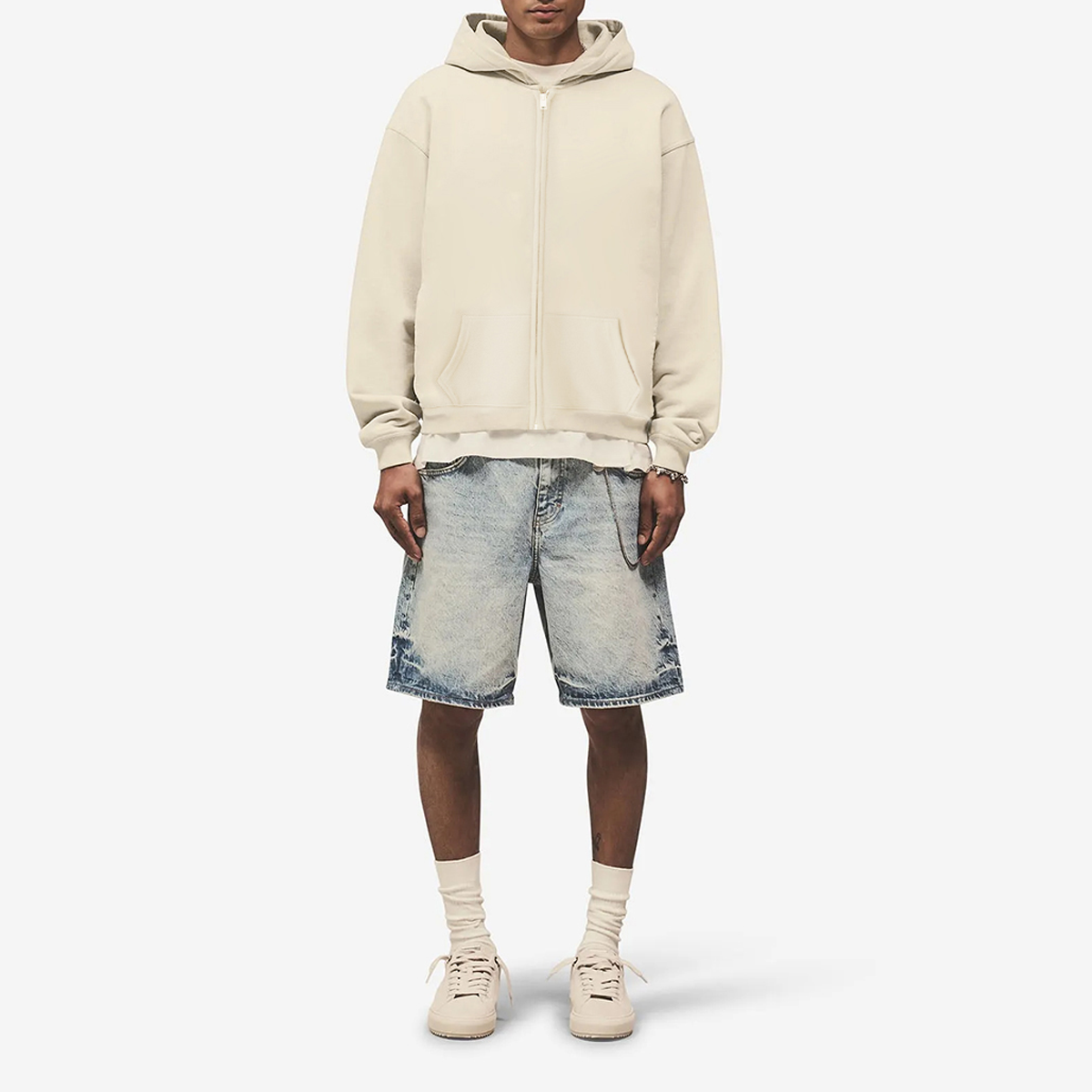 Stone Unicorn Cropped Oversized Zip-Up Hoodie (460GSM)