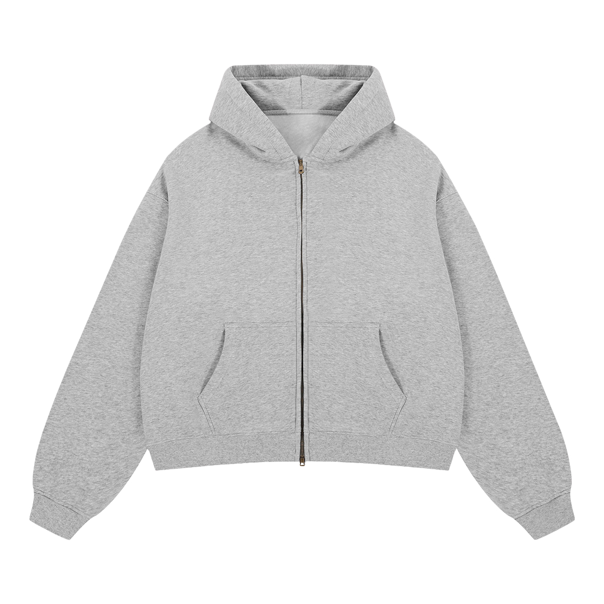 Basic Boxy Fleece Double Zip-Up Hoodie (380GSM)