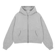 Basic Boxy Fleece Double Zip-Up Hoodie (380GSM)