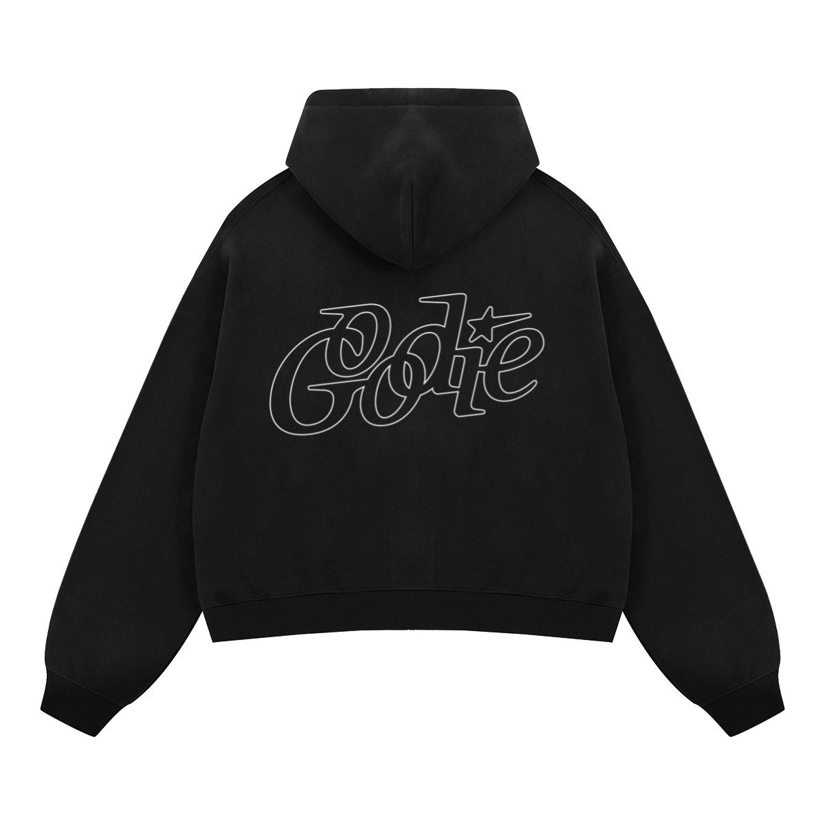 Good Star Outline Boxy Cropped Fleece Zip-Up Hoodie (380GSM)