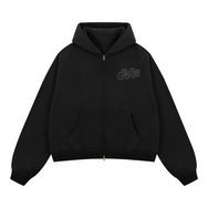 Good Star Outline Boxy Cropped Fleece Zip-Up Hoodie (380GSM)