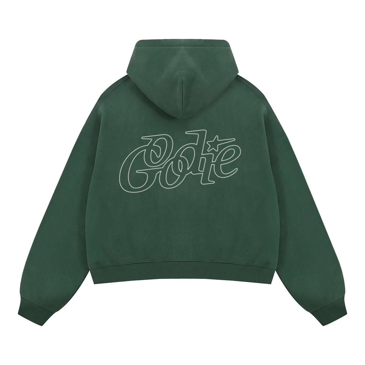 Good Star Outline Boxy Cropped Fleece Zip-Up Hoodie (380GSM)