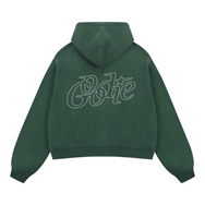 Good Star Outline Boxy Cropped Fleece Zip-Up Hoodie (380GSM)