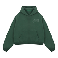Good Star Outline Boxy Cropped Fleece Zip-Up Hoodie (380GSM)
