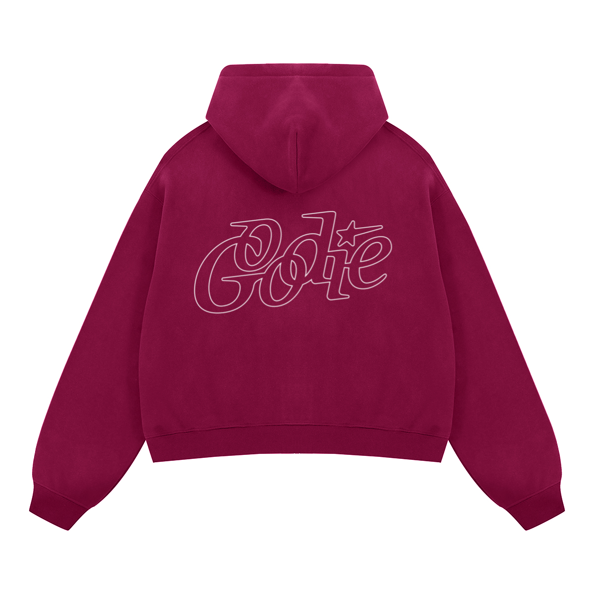 Good Star Outline Boxy Cropped Fleece Zip-Up Hoodie (380GSM)