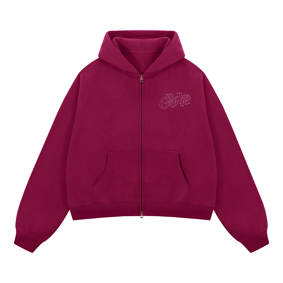 Good Star Outline Boxy Cropped Fleece Zip-Up Hoodie (380GSM)