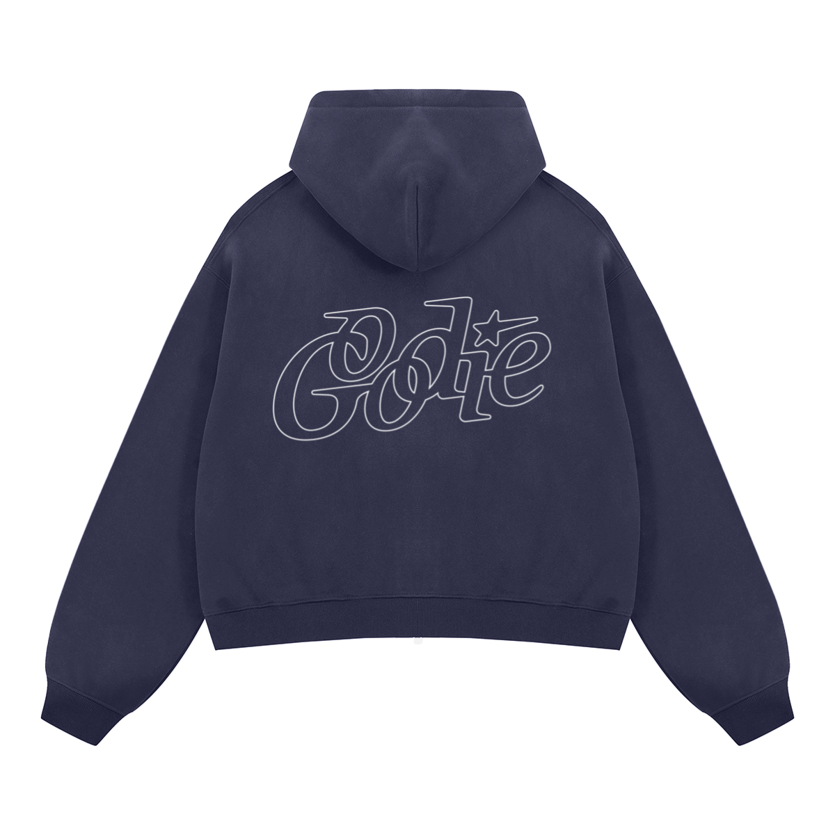 Good Star Outline Boxy Cropped Fleece Zip-Up Hoodie (380GSM)