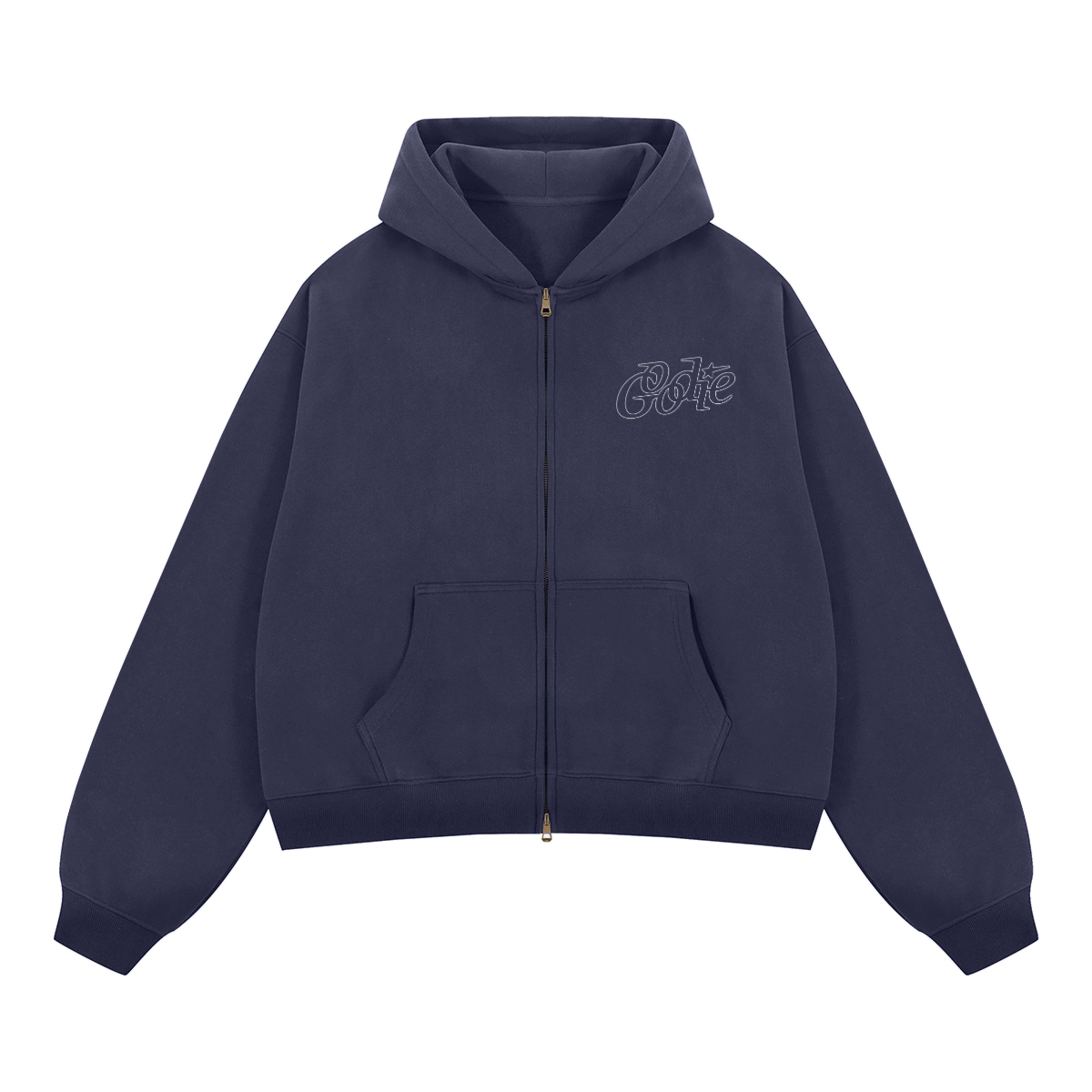 Good Star Outline Boxy Cropped Fleece Zip-Up Hoodie (380GSM)
