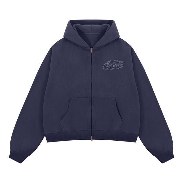 Good Star Outline Boxy Cropped Fleece Zip-Up Hoodie (380GSM)