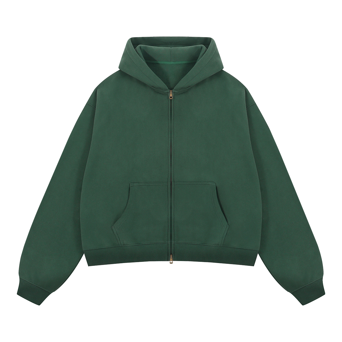 Basic Boxy Fleece Double Zip-Up Hoodie (380GSM)