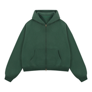 Basic Boxy Fleece Double Zip-Up Hoodie (380GSM)
