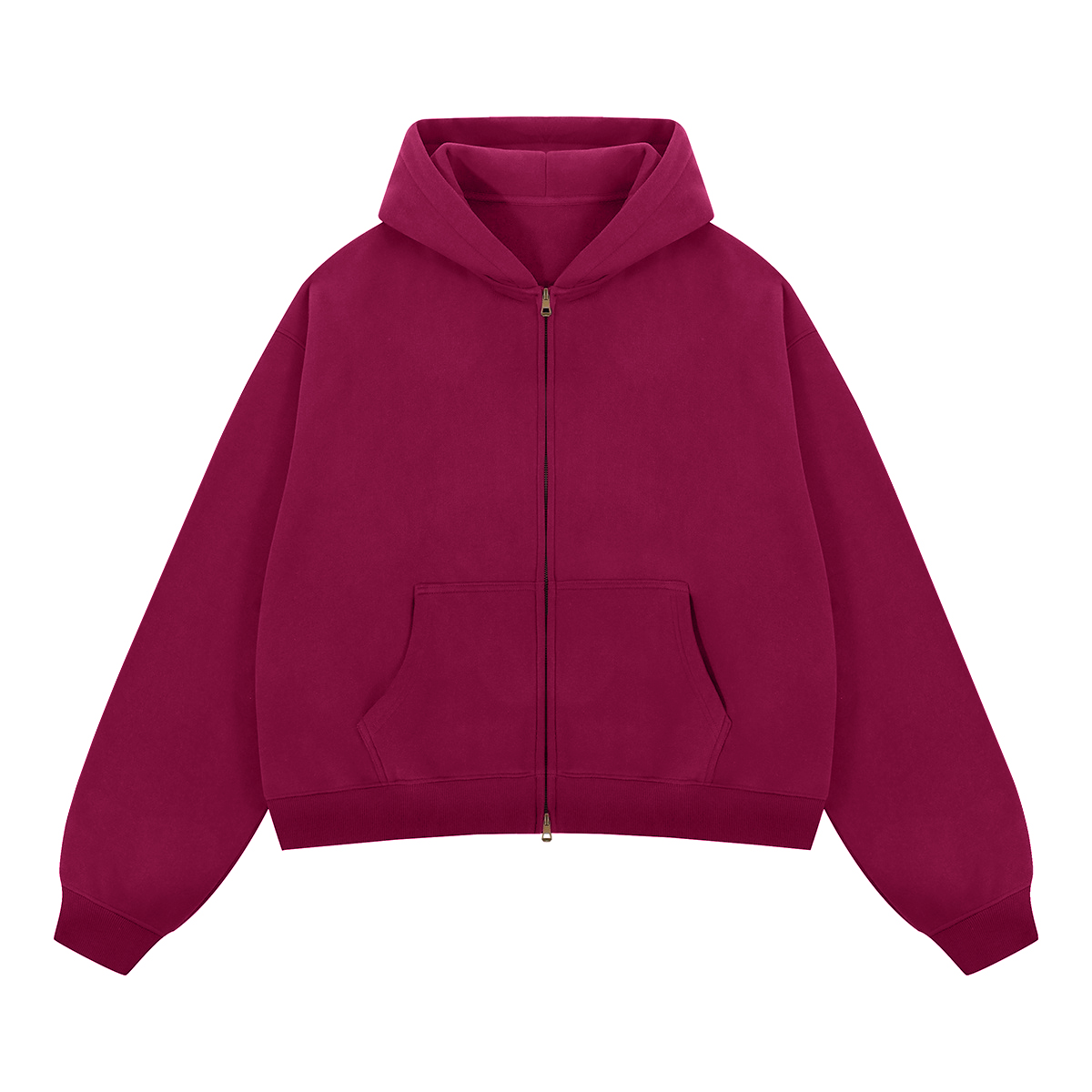 Basic Boxy Fleece Double Zip-Up Hoodie (380GSM)
