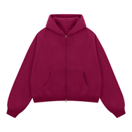 Basic Boxy Fleece Double Zip-Up Hoodie (380GSM)