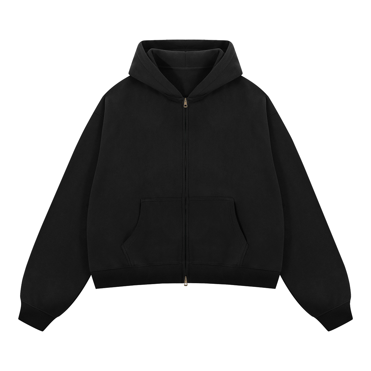 Basic Boxy Fleece Double Zip-Up Hoodie (380GSM)