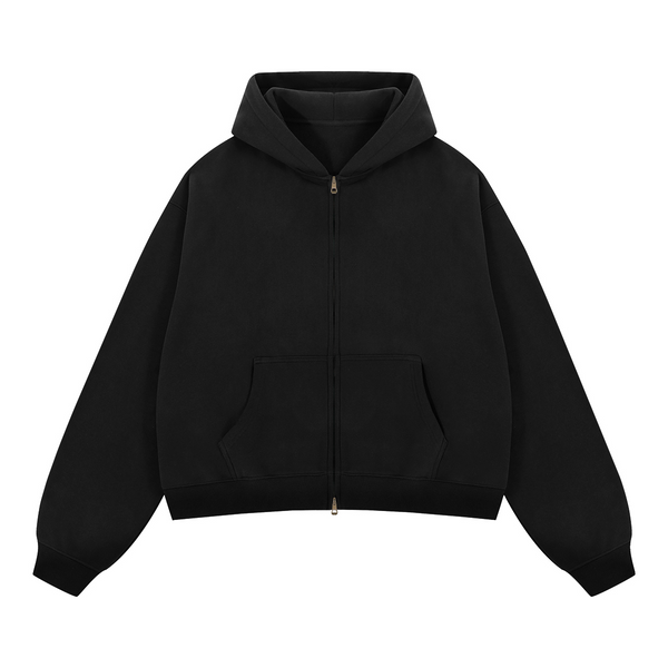 Basic Boxy Fleece Double Zip-Up Hoodie (380GSM)