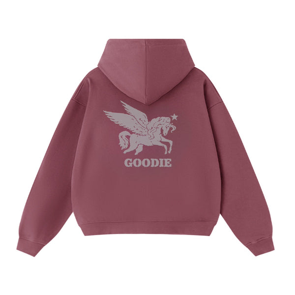 Stone Unicorn Cropped Oversized Zip-Up Hoodie (460GSM)