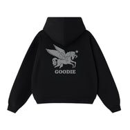 Stone Unicorn Cropped Oversized Zip-Up Hoodie (460GSM)
