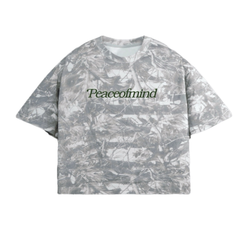 peaceofmind Cropped Camouflage Tree Print T-Shirt (270GSM)