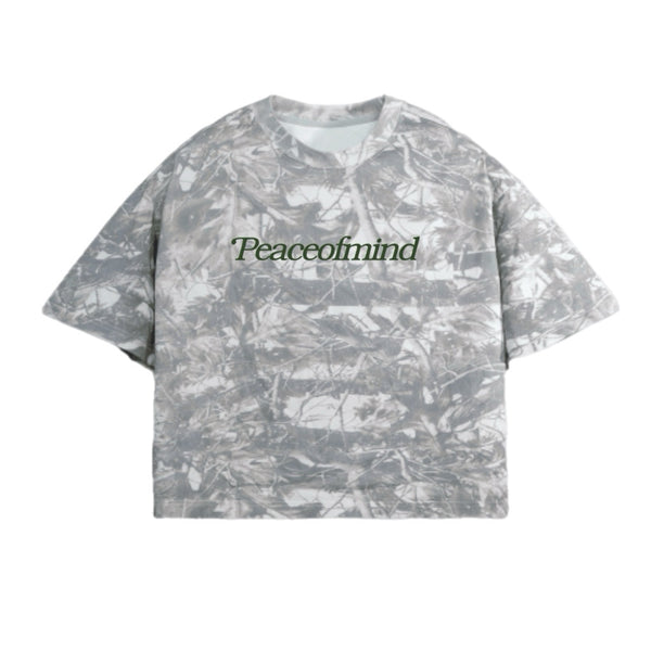 peaceofmind Cropped Camouflage Tree Print T-Shirt (270GSM)