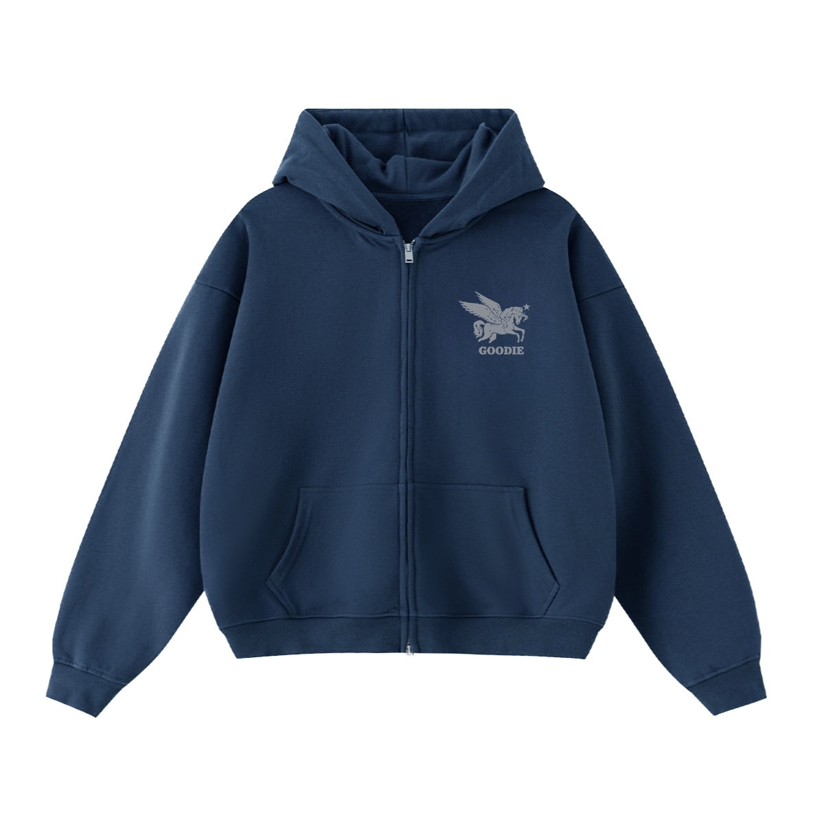 Stone Unicorn Cropped Oversized Zip-Up Hoodie (460GSM)