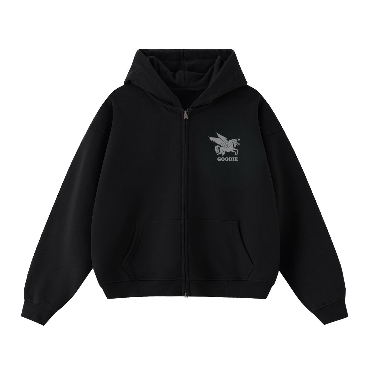 Stone Unicorn Cropped Oversized Zip-Up Hoodie (460GSM)