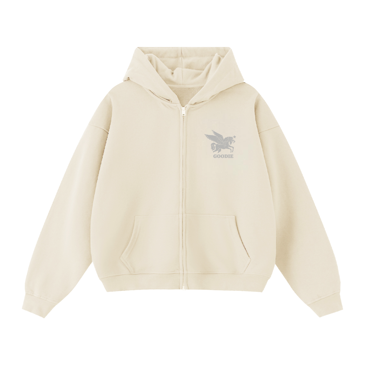 Stone Unicorn Cropped Oversized Zip-Up Hoodie (460GSM)