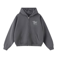 Stone Unicorn Cropped Oversized Zip-Up Hoodie (460GSM)
