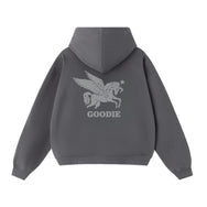 Stone Unicorn Cropped Oversized Zip-Up Hoodie (460GSM)