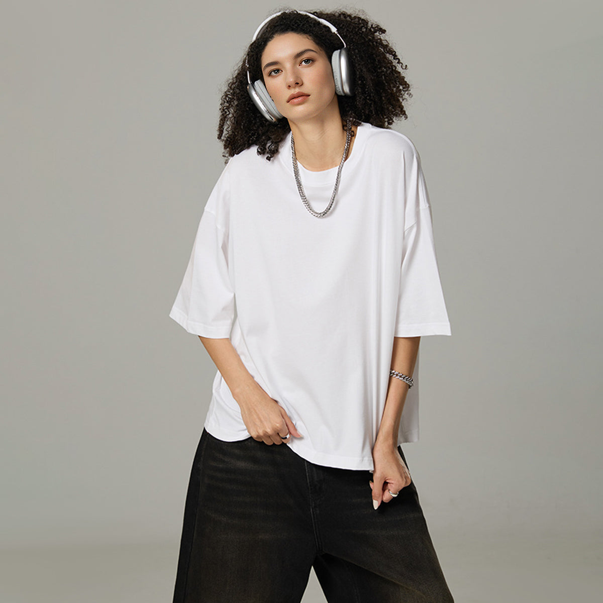 Basic Heavyweight Cropped Loose T-Shirt (280GSM)