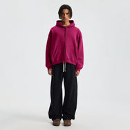 Basic Boxy Fleece Double Zip-Up Hoodie (380GSM)