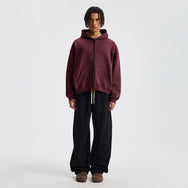 Basic Boxy Fleece Double Zip-Up Hoodie (380GSM)