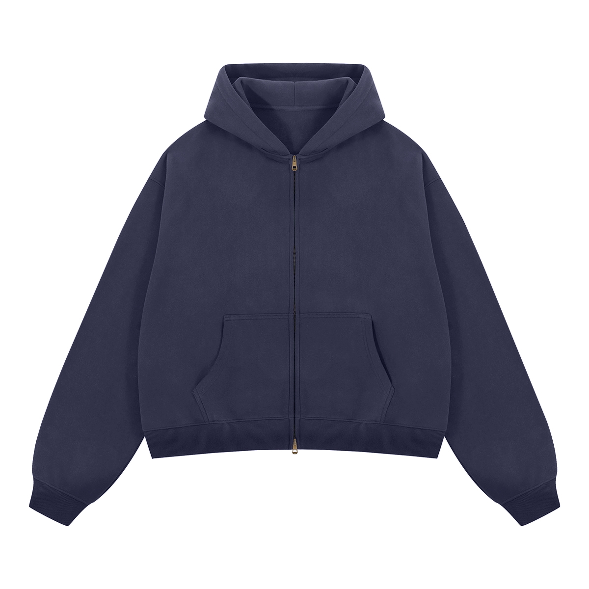 Basic Boxy Fleece Double Zip-Up Hoodie (380GSM)